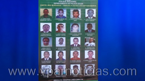 Cartel de los 20 más buscados en el&nbsp;cesar
