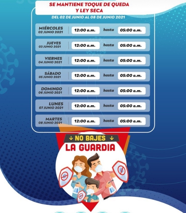 Se mantiene toque de queda y ley&nbsp;seca