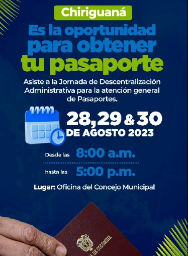 Desde hoy jornada para obtención de Pasaportes, en&nbsp;Chiriguaná