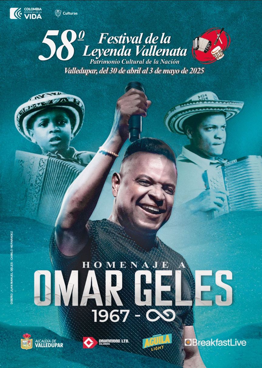 Develado afiche del 58° Festival de la Leyenda Vallenata en homenaje al Rey Vallenato Omar&nbsp;Geles