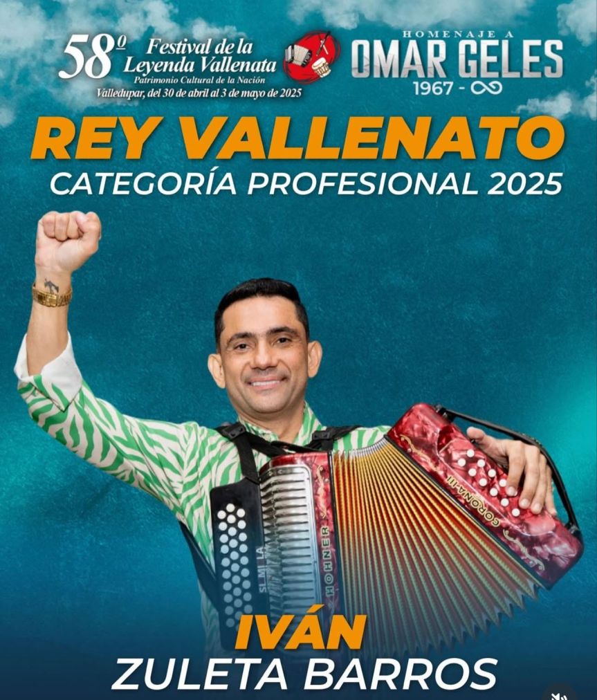 Iván Zuleta Barros virtuoso Acordeonero y verseador, es el Rey del Festival Vallenato&nbsp;2025