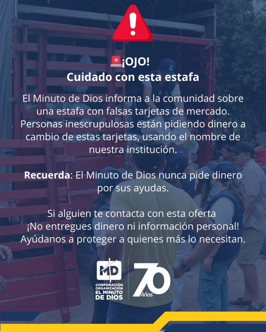 Corporación El Minuto de Dios alerta sobre estafa en el&nbsp;Cesar